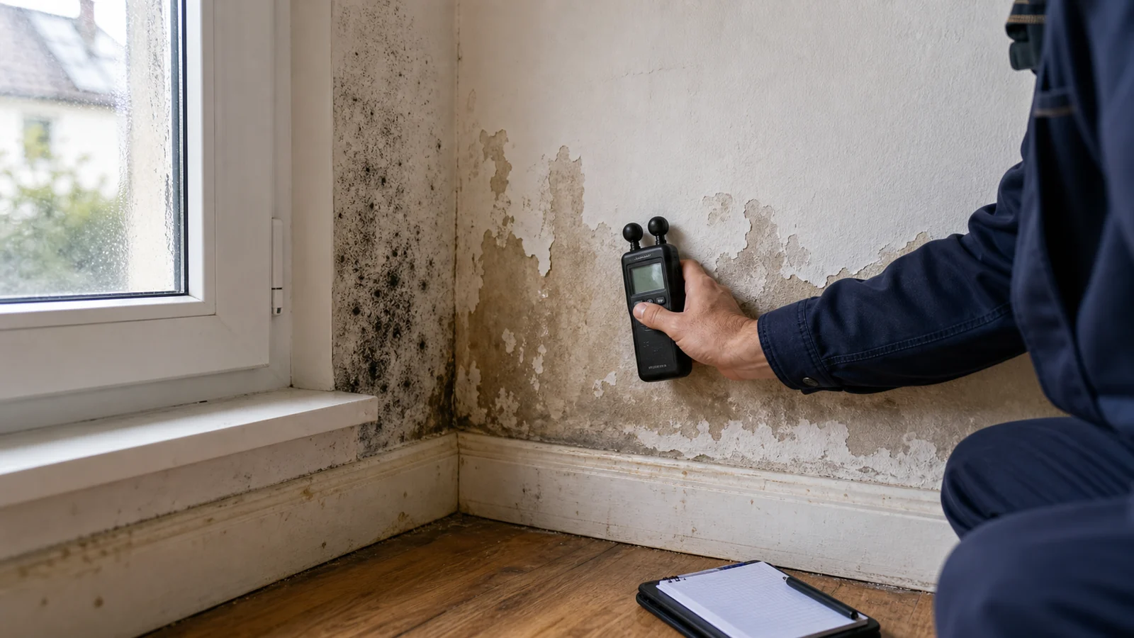 Mesure d'humidite sur un mur interieur degrade